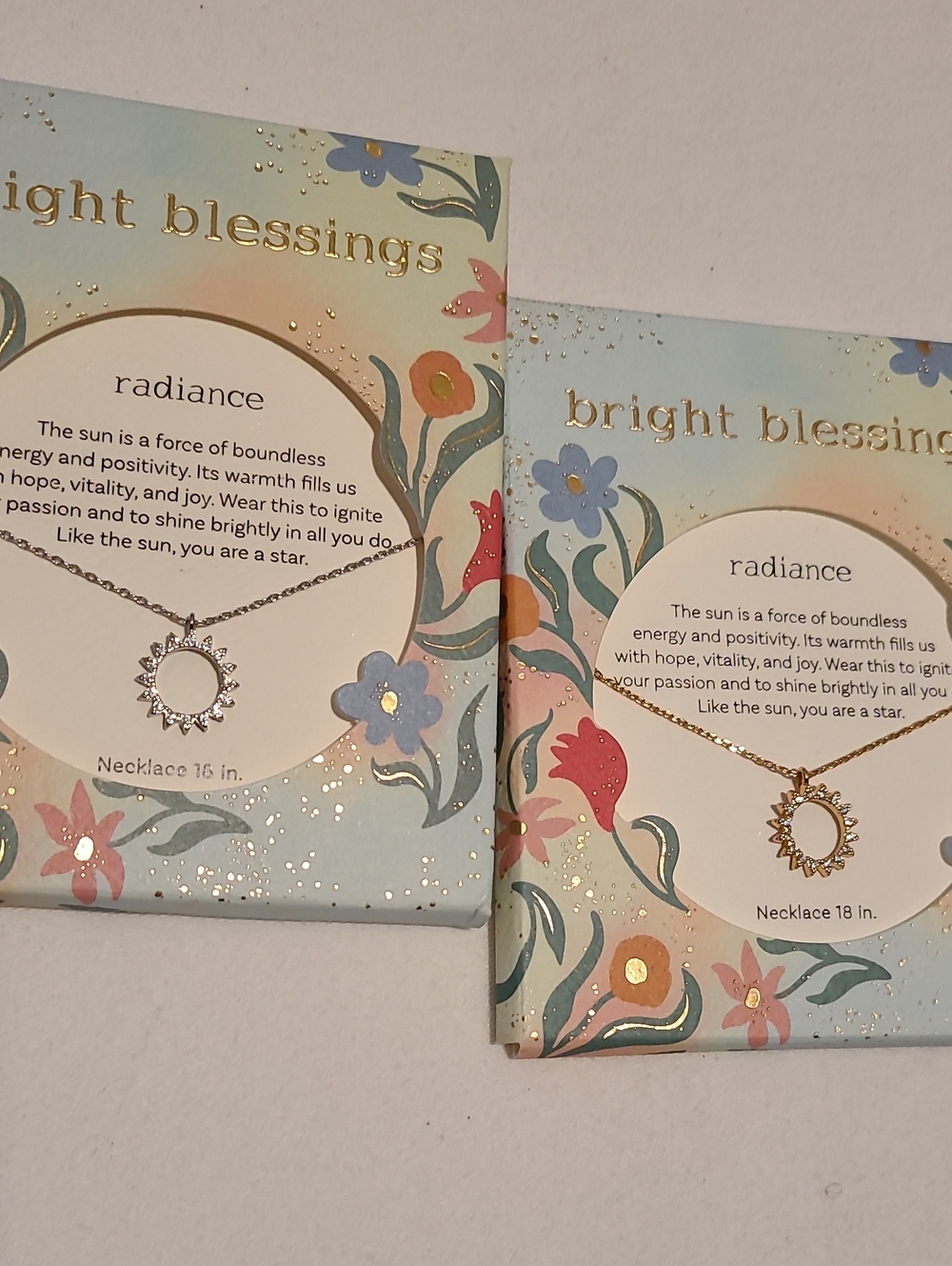 Bright Blessings Pendant Necklaces Bundle Of 2 Radiance, 18 Inch Sun Burst